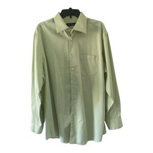 Klauss Boehler Men Button Up Cotton Dress Shirt Pastel Green 17.5 R